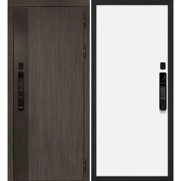 Входная дверь Вертикаль смарт дымчатый камень дуб морёный панель МДФ под покраску