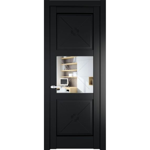 Межкомнатная дверь 1.4.2PM блэк остеклённая