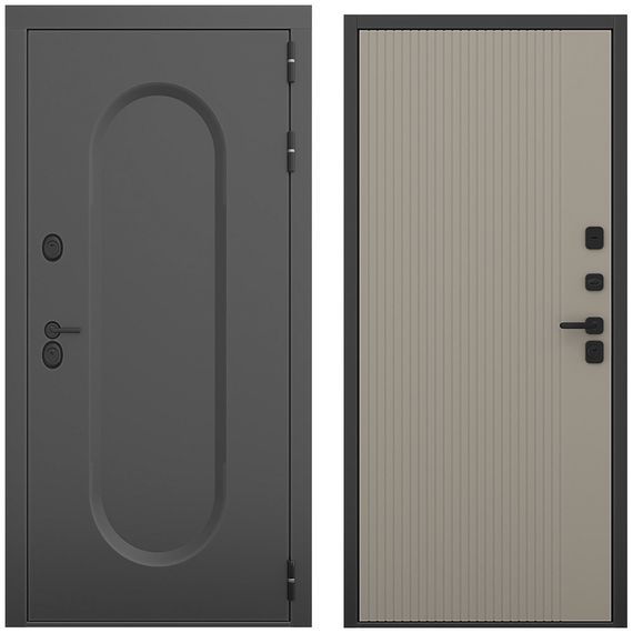 Входная дверь Мэмфис чёрный силк панель шторм варм грей