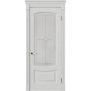 Межкомнатная дверь массив дуба Alvero Алина бьянко остеклённая