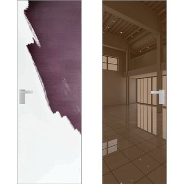 Скрытая дверь 0M снаружи под покраску внутри зеркало Bronze кромка AL