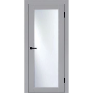 Межкомнатная дверь эмалит Классик 1 светло-серый остеклённая
