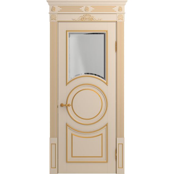 Межкомнатная дверь массив бука Viporte Лацио Амбиенте ваниль патина золото остекление 1