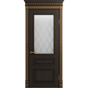 Межкомнатная дверь массив ясеня Viporte Рим шоколад остеклённая