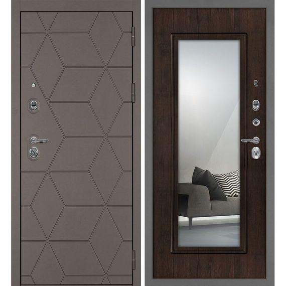 Входная дверь Тетра-181 панель тиковое дерево зеркало