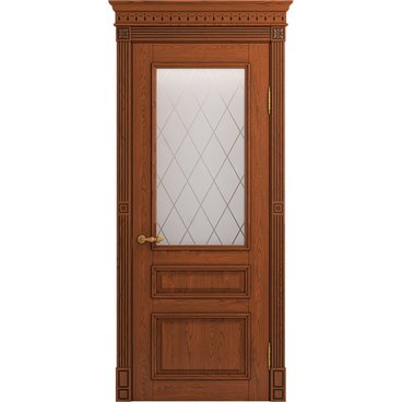 Межкомнатная дверь массив ясеня Viporte Рим табачный глянец остеклённая