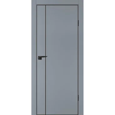 Межкомнатная серая дверь ПЭТ P-21 кромка ABS черная молдинг
