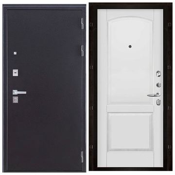 Входная дверь Колизей Плюс антик тёмное серебро панель Фоборг белая эмаль