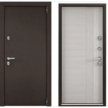 Входная дверь Snegir PRO MP букле коричневый ПВХ бьянко S60-HT2