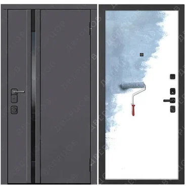 Входная уличная дверь Обсидиан Термо серая эмаль МДФ под покраску