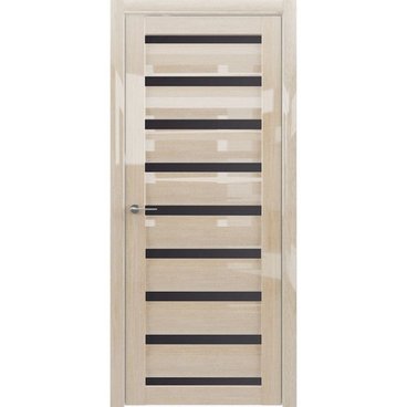 Межкомнатная дверь глянцевая Albero Сидней глянец мокко стекло чёрное