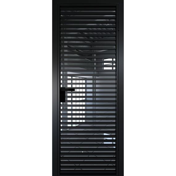 Межкомнатная алюминиевая дверь 12AG чёрная матовая RAL 9005 остеклённая