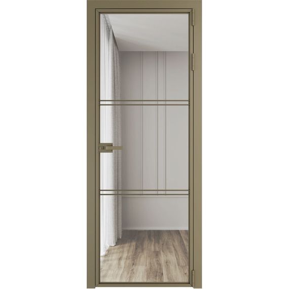 Алюминиевая межкомнатная дверь 3AХ шампань остеклённая