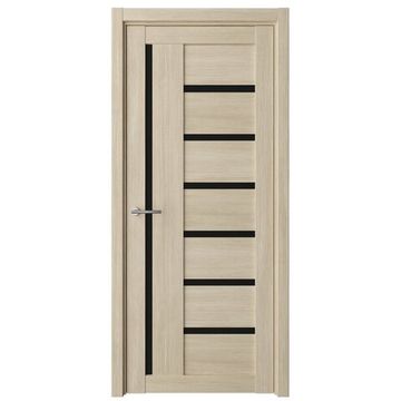 Межкомнатная дверь Мадрид эко-шпон лиственница мокко стекло чёрное