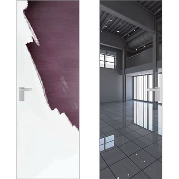 Скрытая дверь 0M снаружи под покраску внутри зеркало AL кромка