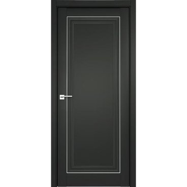 Межкомнатная дверь Прадо 2 винил чёрный молдинг серебро глухая