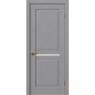 Межкомнатная дверь массив дуба селект Alvero Афина серый жемчуг глухая с узкой стеклянной вставкой