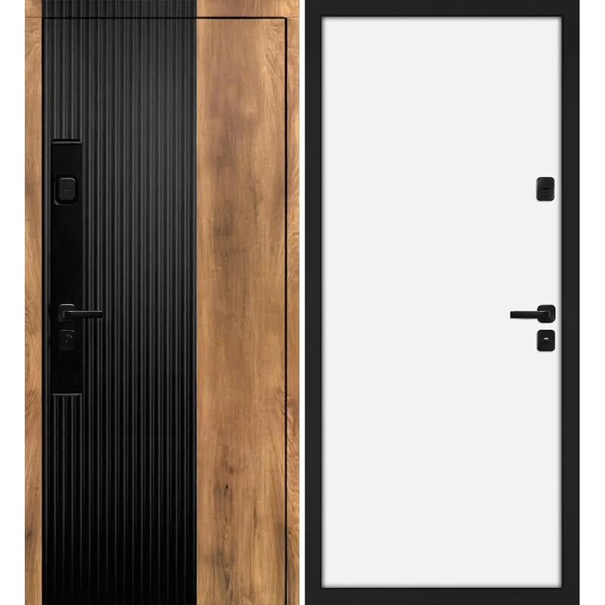 Входная дверь Орион орех пекан софт чёрный кварц панель МДФ под покраску