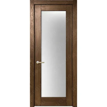 Межкомнатная дверь массив дуба без сучка Дверцов Кастро остеклённая дуб табак