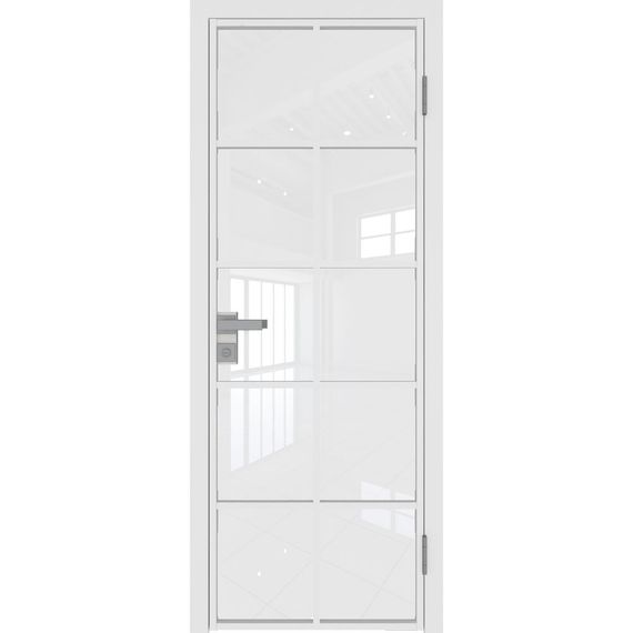 Межкомнатная алюминиевая дверь 4AG белая матовая RAL 9003 остеклённая