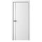 Межкомнатная дверь эмаль Лайн 4 белая глухая чёрная алюминиевая кромка