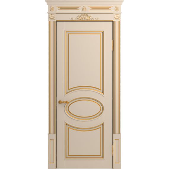 Межкомнатная дверь массив бука Viporte Лацио ваниль патина золото глухая