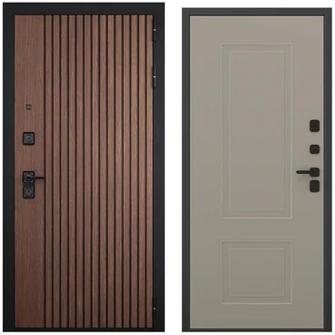 Входная дверь Шторм американский орех чёрный кварц панель кобальт