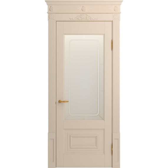 Межкомнатная дверь массив бука Viporte Неаполь ваниль остеклённая