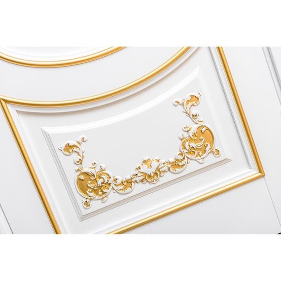 Дверь массив бука Лацио Ампир белая эмаль патина золото глухая