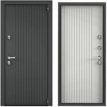 Входная стальная дверь Torex Snegir PRO PP ЛКП графит S60-L1 ПВХ бьянко S60-L1