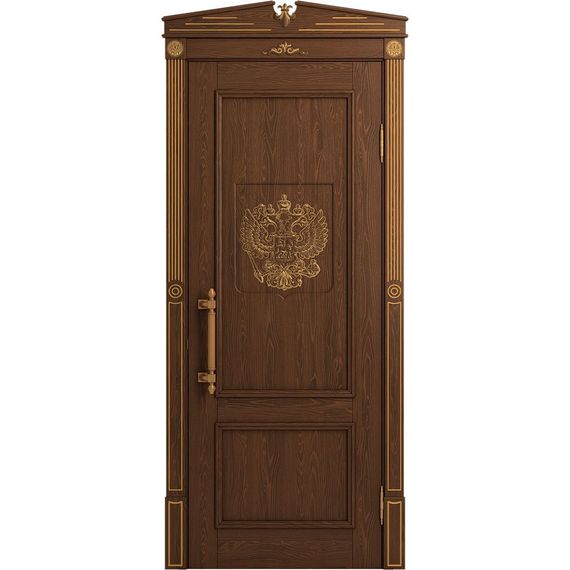 Межкомнатная дверь массив дуба Статус кофе патина золото глухая