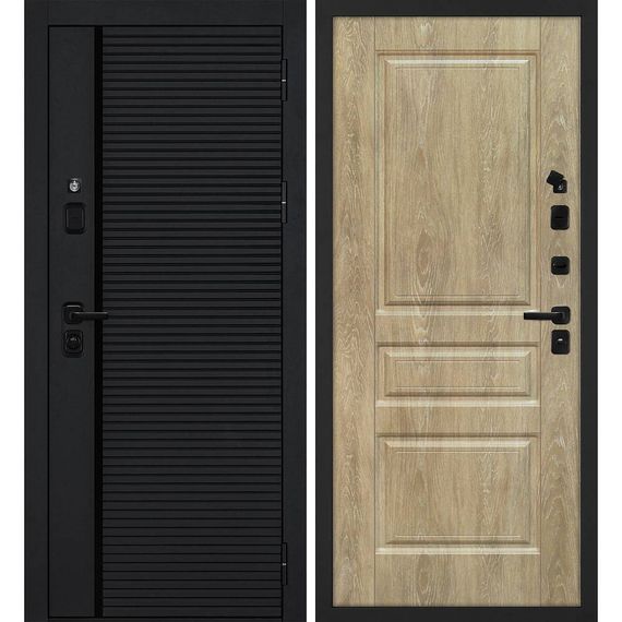 Входная дверь Галактика-173 панель фрезерованная дуб песочный