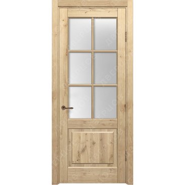 Межкомнатная дверь массив дуба с сучком Дверцов Ливорно ПО-6 остеклённая