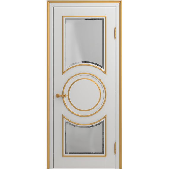 Межкомнатная дверь массив бука Viporte Лацио Амбиенте белая эмаль патина золото остекление 5