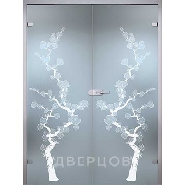 Сакура двухстворчатая распашная стекло беcцветное матовое