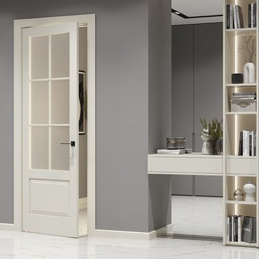 Межкомнатная дверь керамик NC 12 жемчужный остеклённая