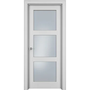 Межкомнатная дверь эмаль Ofram Паспарту 33 белая остеклённая