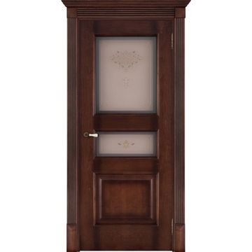 Межкомнатная дверь шпон Терзо Флоренция орех со стеклом
