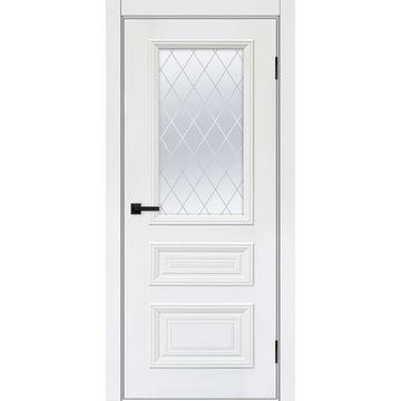 Межкомнатная дверь эмаль Багет 3 белый RAL 9003 остеклённая
