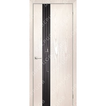 Межкомнатная дверь шпон Лабиринт 1 ясень белый остеклённая