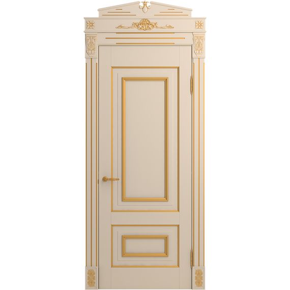 Межкомнатная дверь массив бука Viporte Неаполь ваниль патина золото глухая