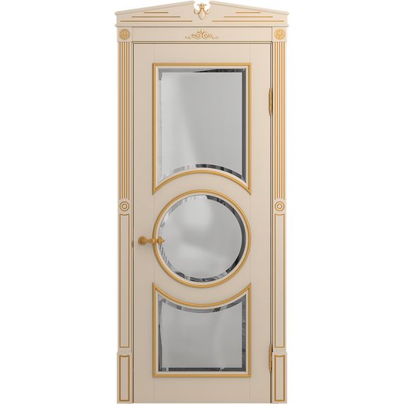 Межкомнатная дверь массив бука Viporte Лацио Амбиенте ваниль патина золото остекление 3