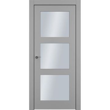 Межкомнатная дверь эмаль Классика 33 серая остеклённая