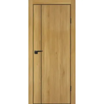 Межкомнатная дверь P-21 дуб золотистый кромка ABS черная молдинг