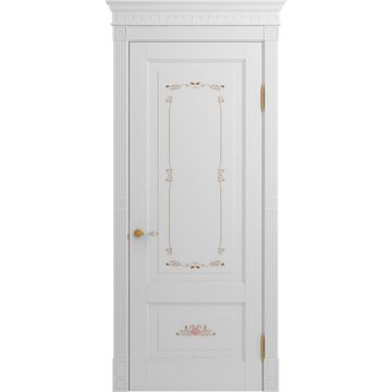 Межкомнатная дверь массив бука Viporte Бьелла Арт белая эмаль патина золото глухая