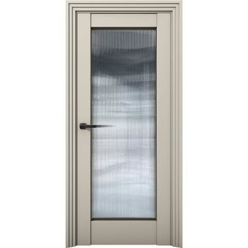 Межкомнатная дверь Никель 5 силк грей со стеклом