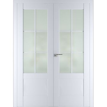 Двустворчатая распашная дверь Кобальт 21 магнолия остеклённая