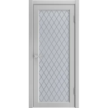 Межкомнатная дверь экошпон Emalit 1 светло-серый со стеклом
