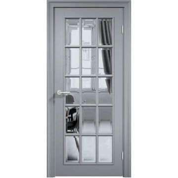 Межкомнатная дверь эмаль Дверцов Брессо 3 цвет серый RAL 7047 остеклённая