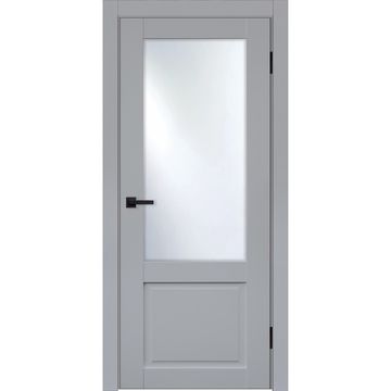 Межкомнатная дверь эмалит Классик 2 светло-серый остеклённая